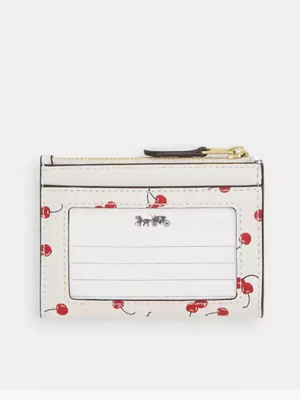 Coach NWT Cherry ID Case Mini Skinny Chalk Red Key Ring Cherries Travel